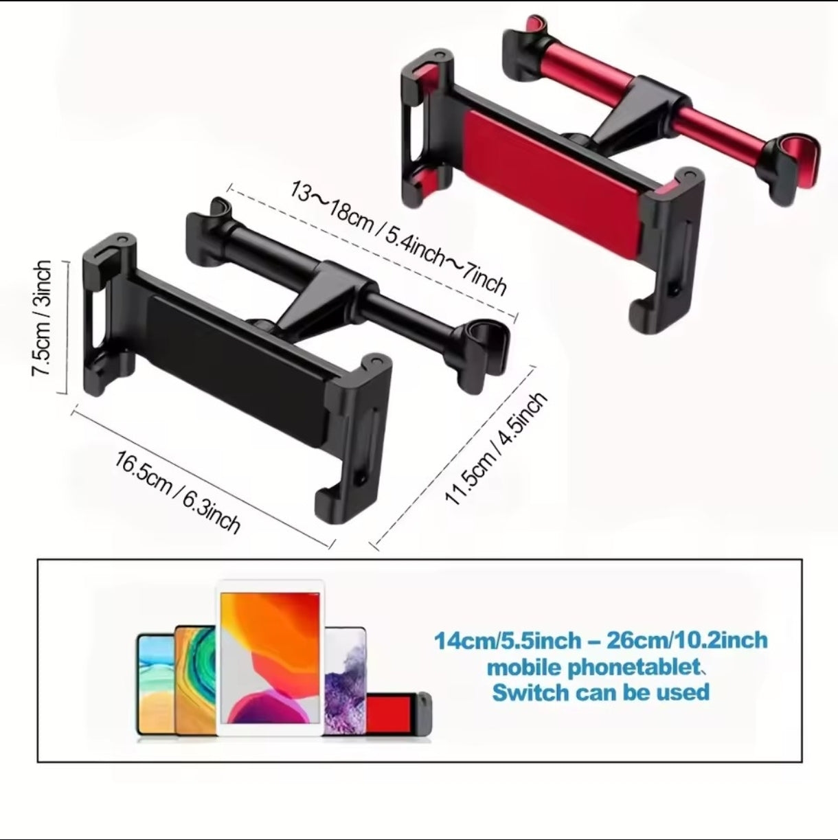 Universal Car Headrest Tablet Holder - 360° Rotating Backseat Mount for iPad & Tablets